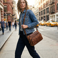 Three-Layer Crossbody Leather Bag